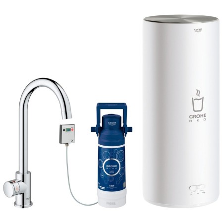 Rubinetto e boiler GROHE Red Mono taglia L, rubinetto a colonna con beccuccio a forma di C