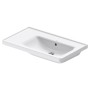 Lavabo meuble asymétrique Duravit D-Neo 80 cm, sans trou de robinet, avec trop-plein, tablette à gauche