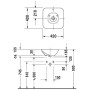 Lavabo sur plan Duravit Bacino 42 cm carré - vue détaillée
