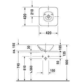 Duravit Bacino Aufsatzbecken 42 cm quadratisch