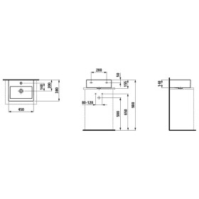 Lavabo d'appoggio LAUFEN Living City 45 cm con troppopieno e 1 foro rubinetto