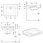 Lavabo Geberit Renova Comfort Square 65 cm, accessible, sans trou de robinet ni trop-plein