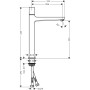 Mitigeur de lavabo hansgrohe Metropol Select 260 avec bonde Push-Open - vue technique