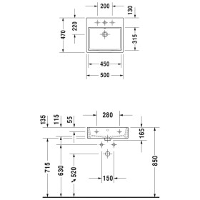 Lavabo mobile Duravit Vero Air con 1 foro per rubinetto 50 x 47 cm, senza troppo pieno