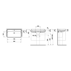 Lavabo LAUFEN MEDA 80 x 46 cm, con foro per rubinetto e troppopieno