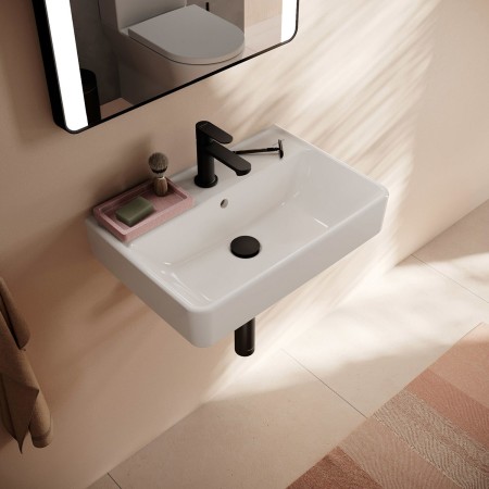 hansgrohe Xanuia Q Lavabo Compact 550/370 avec trou pour robinet et trop-plein, SmartClean