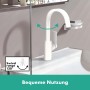 Robinet de lavabo monocommande hansgrohe Vivenis 210 avec vidage à tirette, avec bec pivotant - vue technique
