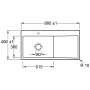 Lavello incasso Villeroy & Boch Subway Style 60 FLAT, scarico con azionamento manuale, vasca a sinistra