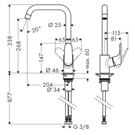 hansgrohe Focus M41 Miscelatore monocomando per cucina 260, 1getto