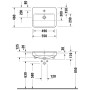 Duravit No. 1 Halbeinbauwaschtisch 55 cm, mit 1 Hahnloch und Überlauf - technische Ansicht