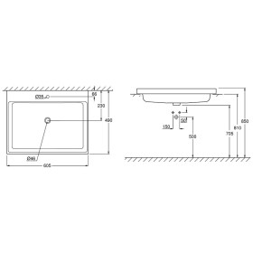 Lavabo incasso GROHE Cube in ceramica vista dall'alto 60 cm