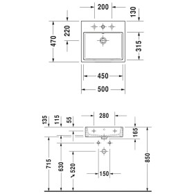 Duravit Vero Air Möbelwaschtisch ohne Hahnloch 50 x 47 cm, mit Überlauf