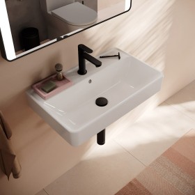 hansgrohe Xanuia Q Lavabo Compact 650/390 avec Trou de Robinet et Trop-plein, SmartClean