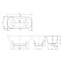 Villeroy & Boch Antheus freistehende Badewanne 155 x 75 cm - technische Ansicht