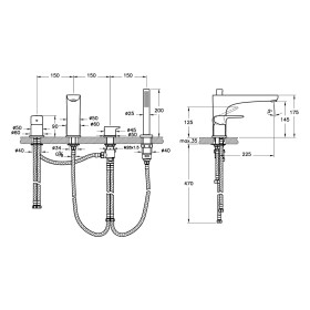 Robinet de baignoire et de douche à deux poignées VitrA Root Round