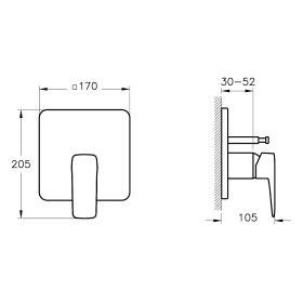 Robinet mélangeur de baignoire et de douche encastré VitrA Root Square