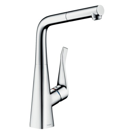 Robinet de cuisine monocommande hansgrohe Metris M71 320 Eco, bec extractible, 1jet