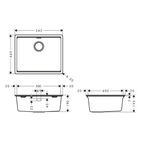 Lavello ad incasso hansgrohe S53 S530-F500 500 con scarico manuale