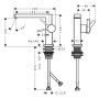 Robinet de lavabo monocommande hansgrohe Tecturis E 110 Fine CoolStart avec bonde Push-Open - vue technique
