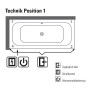 Vasca da bagno Villeroy & Boch Loop & Friends Square Duo 180 x 80 cm, Airpool Entry, Posizione tecnica 1 - vista dettagliata