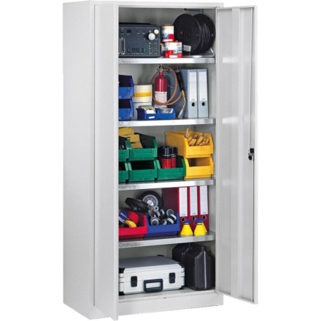 Armoire en acier pour atelier Wolfstahl - Armoire à matériaux gris clair verrouillable 92x42x195cm