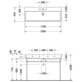 Duravit Vero Air Möbelwaschtisch mit 1 Hahnloch 120 x 47 cm, ohne Überlauf