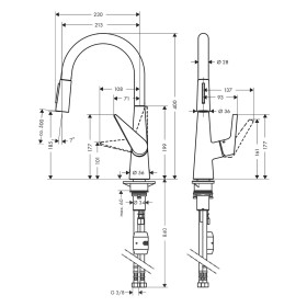 Rubinetto monocomando per cucina hansgrohe Talis M51 200, Eco, con doccetta estraibile, 2 getti