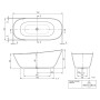 Villeroy & Boch Theano Badewanne 170 x 75 cm, freistehend - technische Ansicht