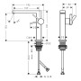 Robinet de lavabo monocommande hansgrohe Tecturis E 150 Fine CoolStart avec bonde Push-Open - vue technique