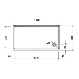 Receveur de douche Duravit Starck Slimline rectangulaire 150 x 80 cm avec Antislip