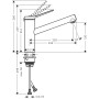 Robinet de cuisine monocommande hansgrohe Zesis M33 150, CoolStart, économie d'eau, 1 jet - vue technique