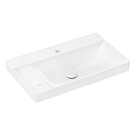 Lavabo hansgrohe Xelu Q avec tablette à gauche 80 x 48 cm non poli, avec 2x 1 trou de robinet
