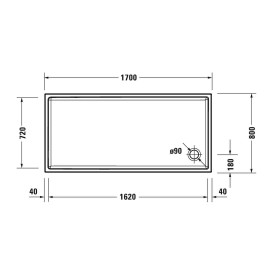 Receveur de douche Duravit Starck Slimline rectangle 170 x 80 cm