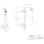 Système de douche Villeroy & Boch Verve Showers avec trois fonctions pour montage mural - vue technique