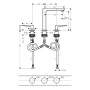 Robinet de lavabo 3 trous hansgrohe Metropol 160 avec leviers et bonde Push-Open - vue détaillée