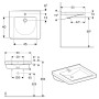 Lavabo Geberit Renova Comfort Square 60 cm, accessible