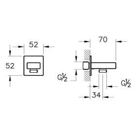VitrA Root Square Wandanschlußbogen 1/2“