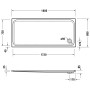 Receveur de douche rectangulaire Duravit D-Code 180 x 80 cm - vue technique