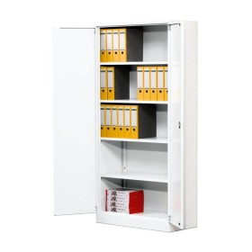 Armadio da ufficio in acciaio Wolfstahl - Armadio per documenti bianco con serratura 92x42x195cm, assemblato