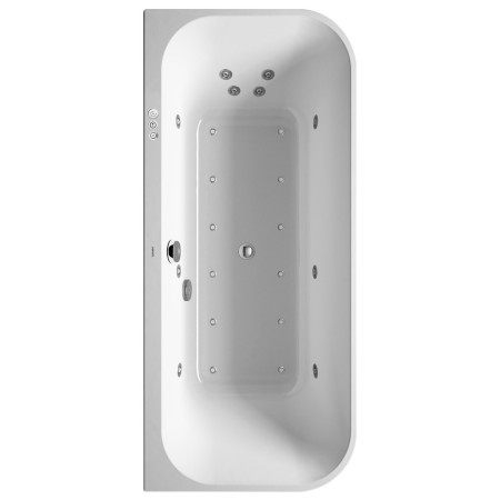 Baignoire balnéo Duravit Happy D.2 Plus 180 x 80 cm en version murale, avec système Combi P