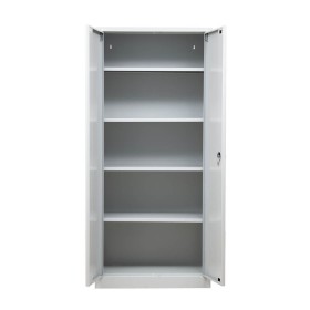 Armadio per ufficio in acciaio Wolfstahl - Armadio per archiviazione grigio chiaro con serratura 80x38x180cm, assemblato