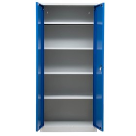 Armadio per ufficio in acciaio Wolfstahl - Armadio per documenti blu genziana-grigio chiaro con serratura 80x38x195cm, montato