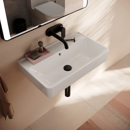 hansgrohe Xanuia Q Lavabo Compact 650/390 sans trou de robinet avec trop-plein, SmartClean
