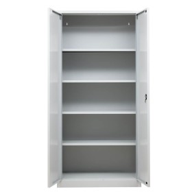 Armadio da ufficio in acciaio Wolfstahl - Armadio per documenti grigio chiaro chiudibile 92x42x195cm, montato