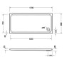 Receveur de douche rectangulaire Duravit D-Code 170 x 80 cm - vue technique