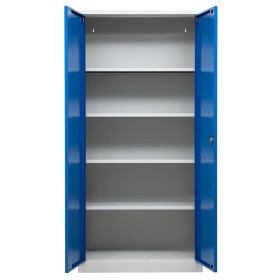 Armadio per ufficio in acciaio Wolfstahl - Armadio per documenti blu genziana chiudibile 92x42x195cm, montato