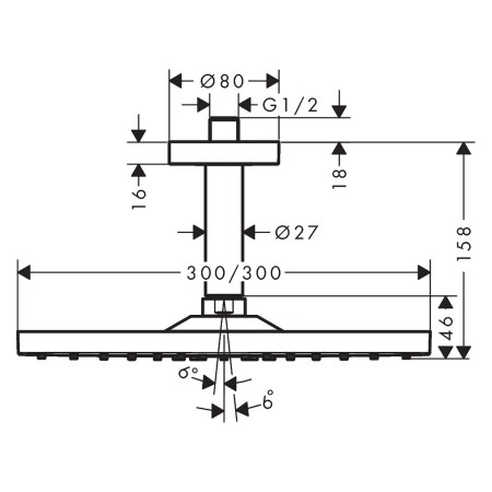 hansgrohe Raindance E Kopfbrause 300 1jet mit Deckenanschluss
