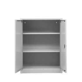 Armadio per ufficio in acciaio Wolfstahl - Armadio per documenti grigio chiaro con serratura 92x42x120cm, assemblato