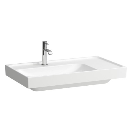Lavabo LAUFEN MEDA 80 x 46 cm, avec 3 trous de robinet sans trop-plein, tablette à droite
