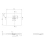Receveur de douche Villeroy & Boch Squaro Infinity, 90 x 70 x 4 cm - vue technique